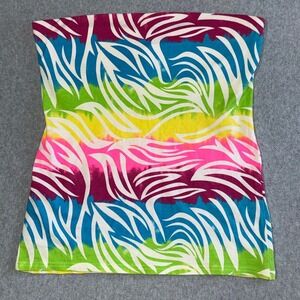 No Boundaries Rainbow Tie Dye Zebra Tube Top Womens Large NJ23T004HF Strapless